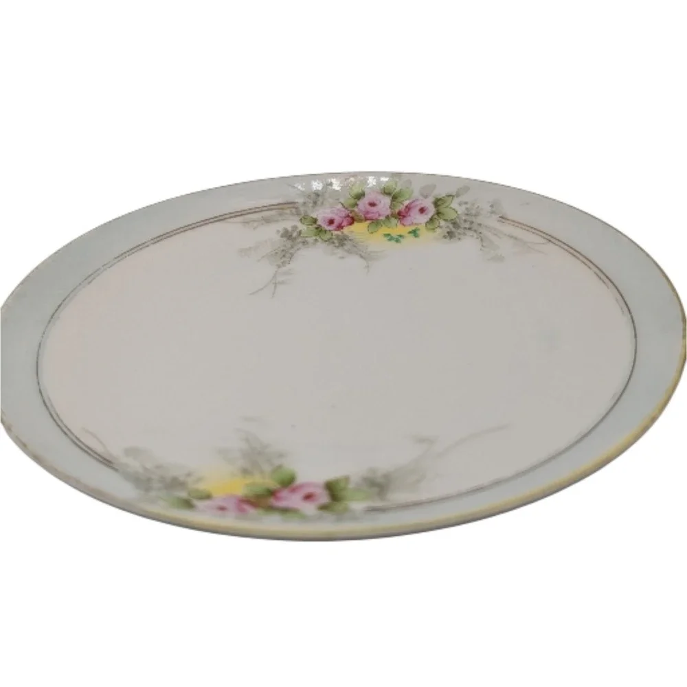 Vintage Meito China Bread Plate Bone‎ China Blue Pink Hand Painted Floral Japan